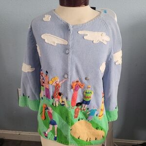 MICHAEL SIMON Colorful Embroidered Cardigan